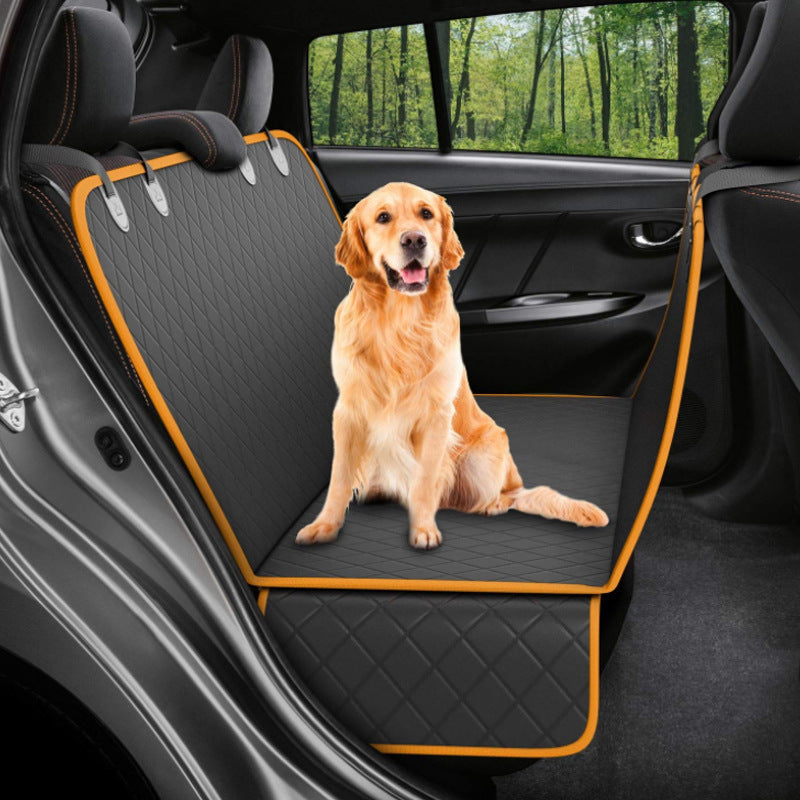 Dog Car Seat Cover with Mesh Window – Pet Carrier Hammock, Safety Protector Back Seat Mat with Zipper & Pocket for Travel
