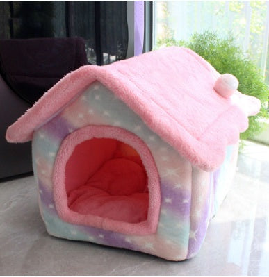Foldable Dog House & Cat Bed - All-Season Pet Villa with Removable Cushion