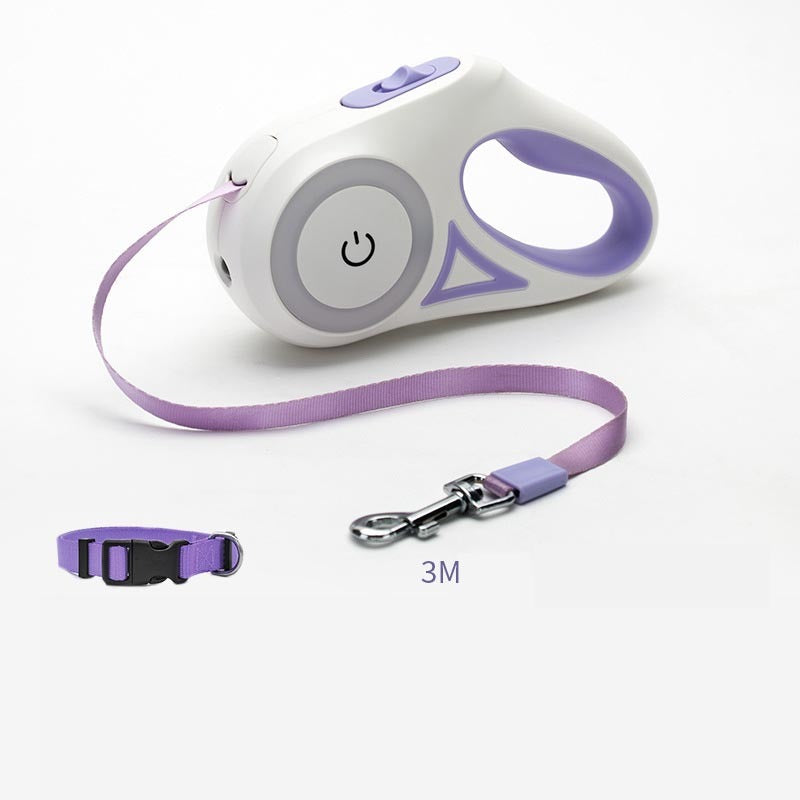Retractable Dog Leash with Collar & Spotlight – Automatic Pet Traction Rope for Small & Medium Dogs