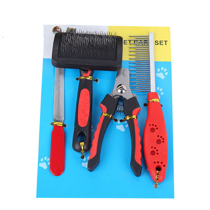 Pet grooming tool set with various tools