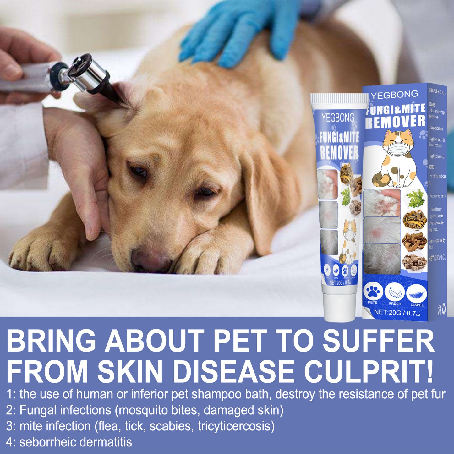 veterinarian with a product for skin disease