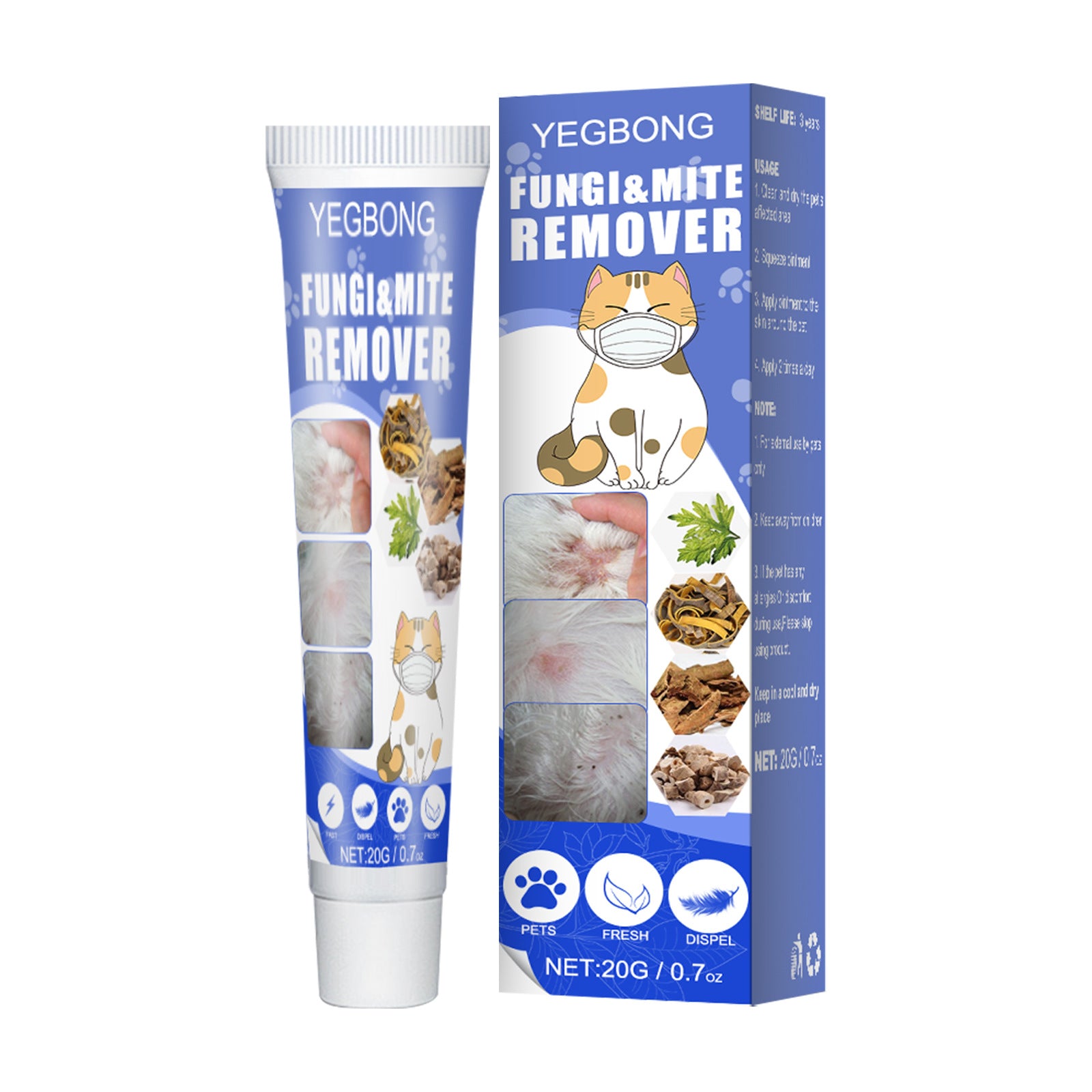 Yegbong Fungi & Mite Remover tube and packaging