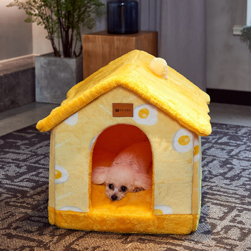 Foldable Dog House & Cat Bed - All-Season Pet Villa with Removable Cushion