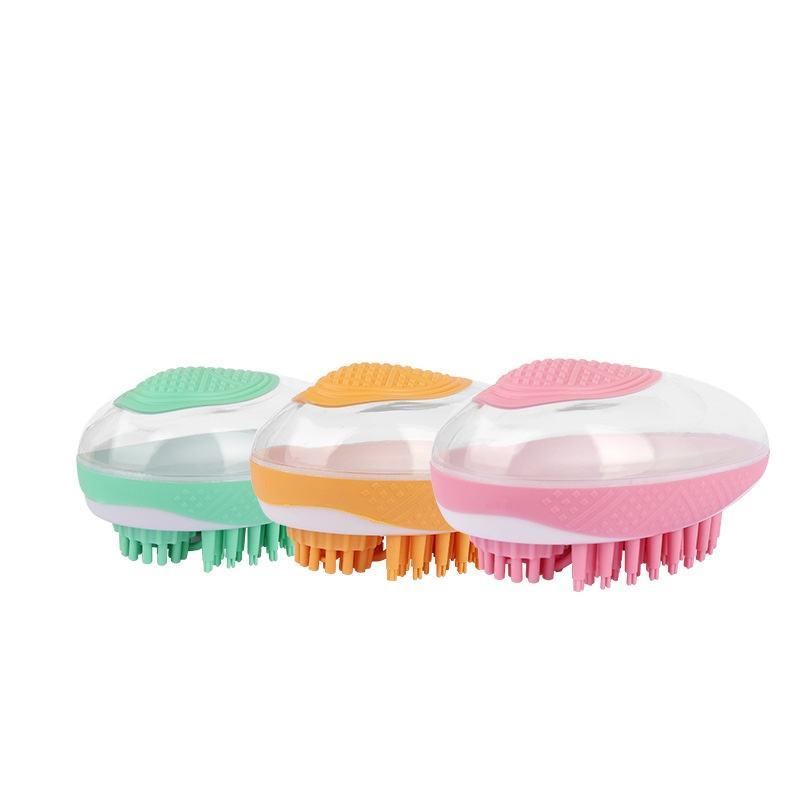 Three colorful scalp massagers