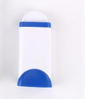 White and blue cylindrical container