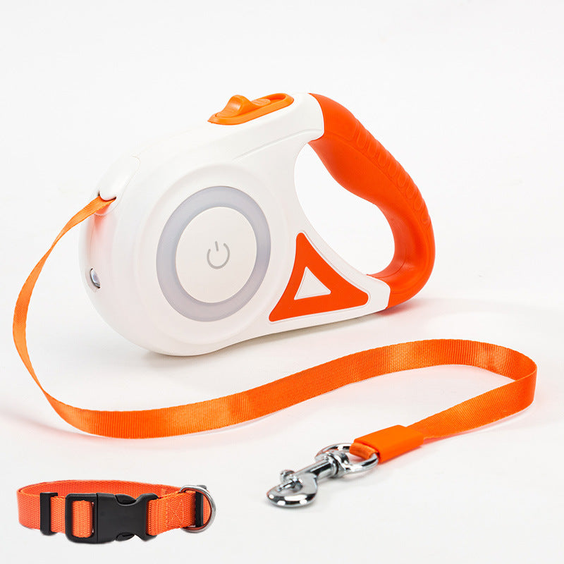 Retractable Dog Leash with Collar & Spotlight – Automatic Pet Traction Rope for Small & Medium Dogs