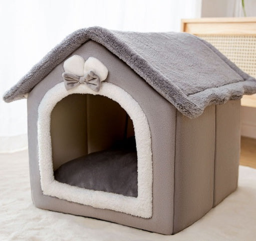 Foldable Dog House & Cat Bed - All-Season Pet Villa with Removable Cushion