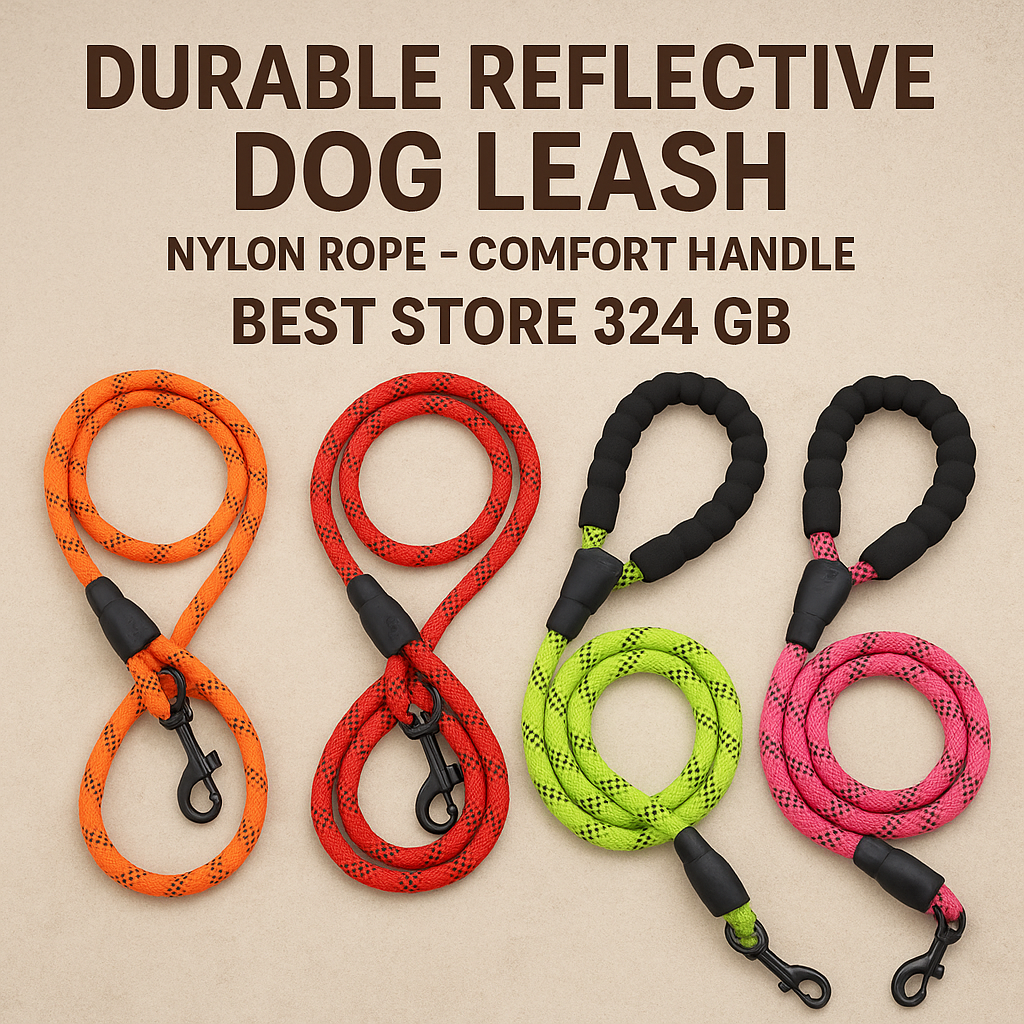 🐾 Safe & Stylish Walks: Durable Reflective Nylon Rope Dog Leash