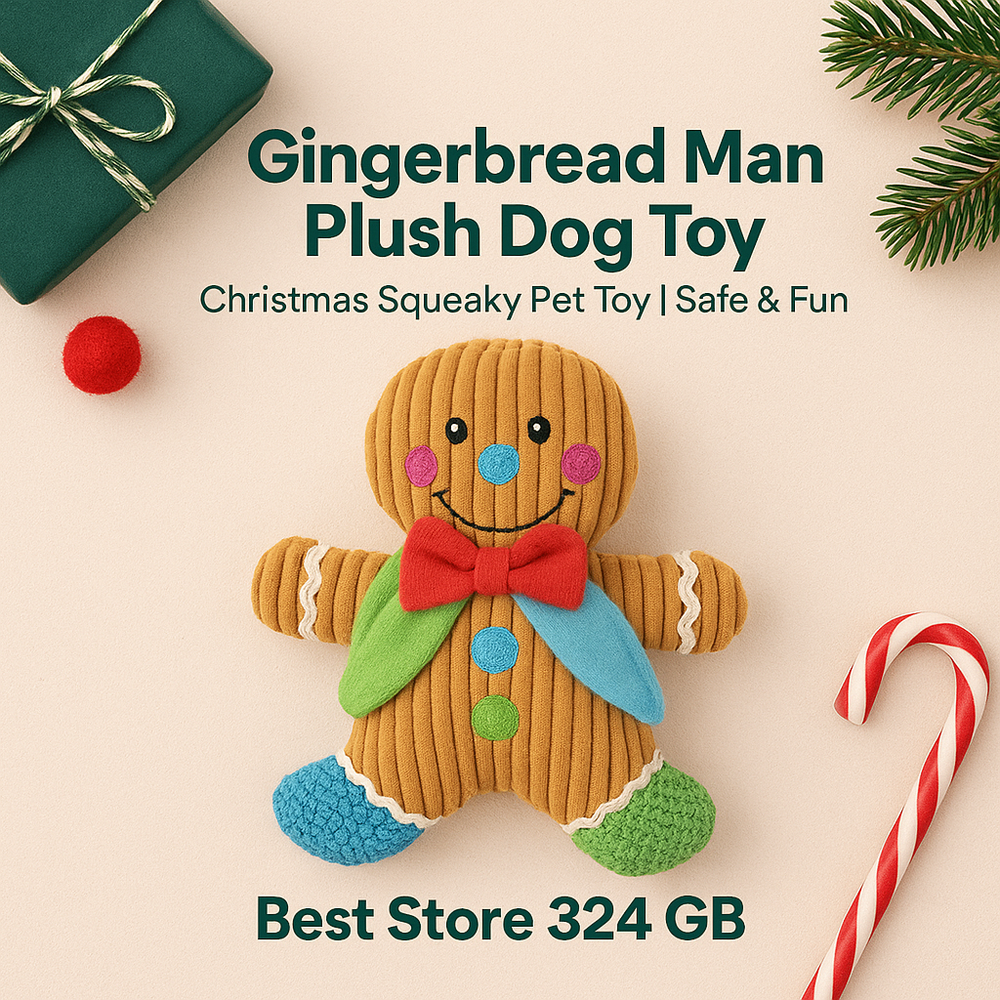 Bring Holiday Cheer to Your Pup: Gingerbread Man Plush Dog Toy 🎄