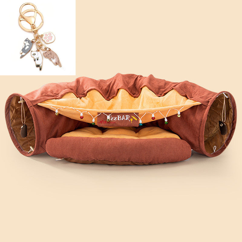 Collapsible Cat Tunnel Bed – Durable, Washable Play Tunnel with Cozy Cushion for Cats