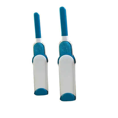 Two blue and white pet grooming tools