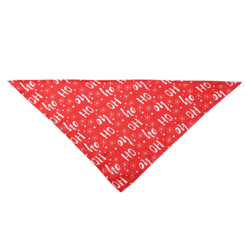 Red bandana with 'Ho Ho Ho' text and snowflake patterns on a white background