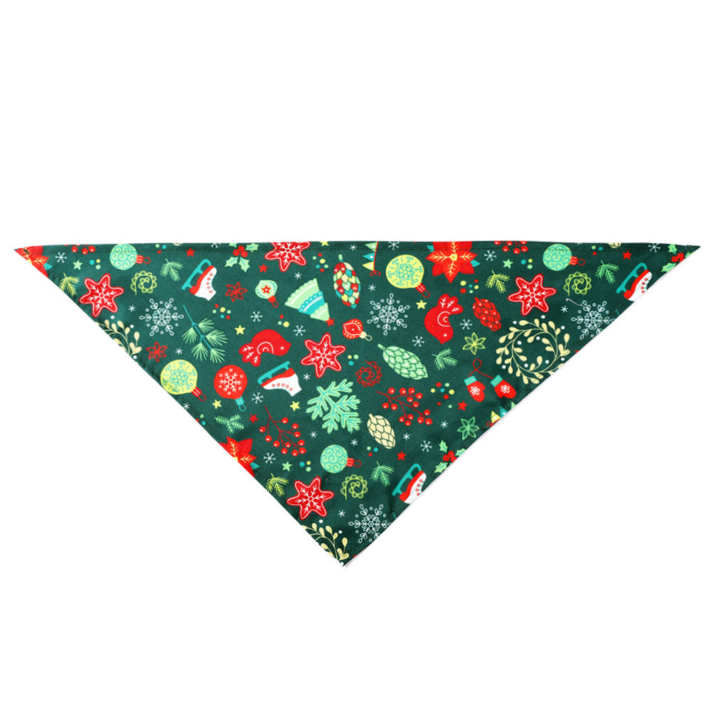 Christmas-themed bandana with colorful patterns on a white background