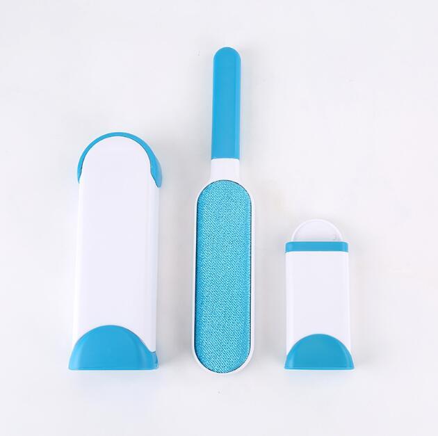 Set of three blue and white grooming tools