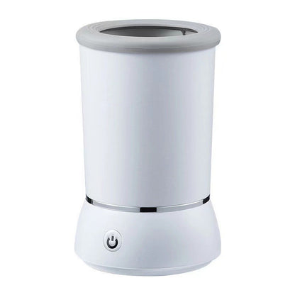 White cylindrical lamp with a power symbol