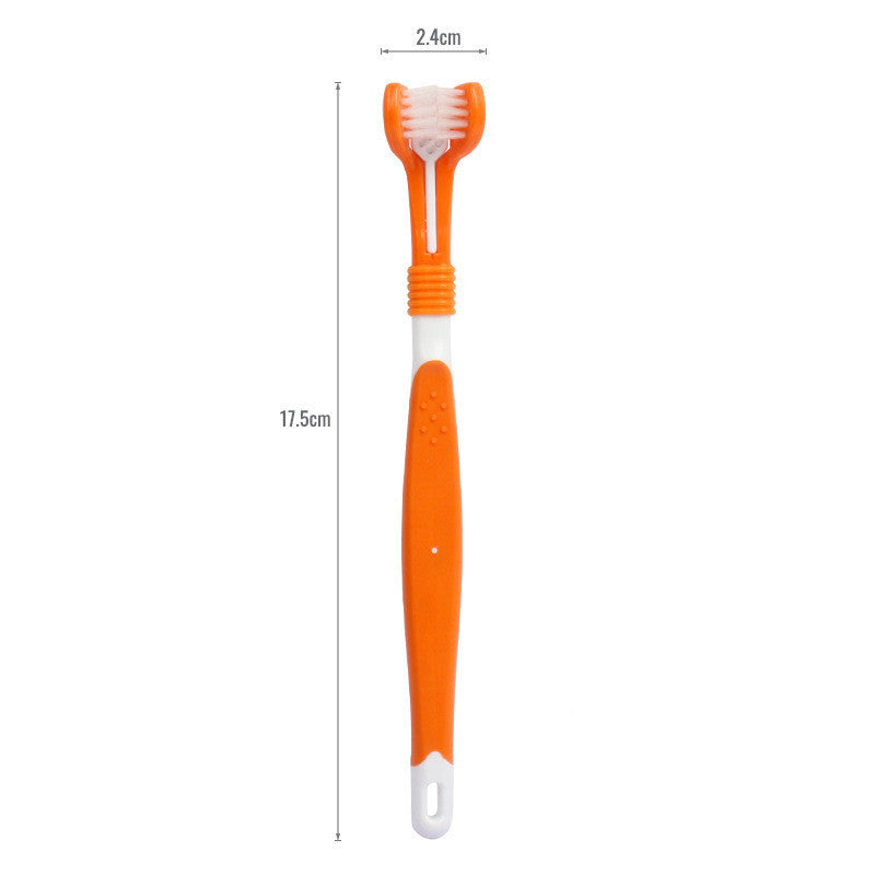 Orange toothbrush with measurements on a white background