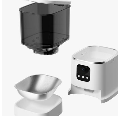 Pet water fountain and bowl set on a white background