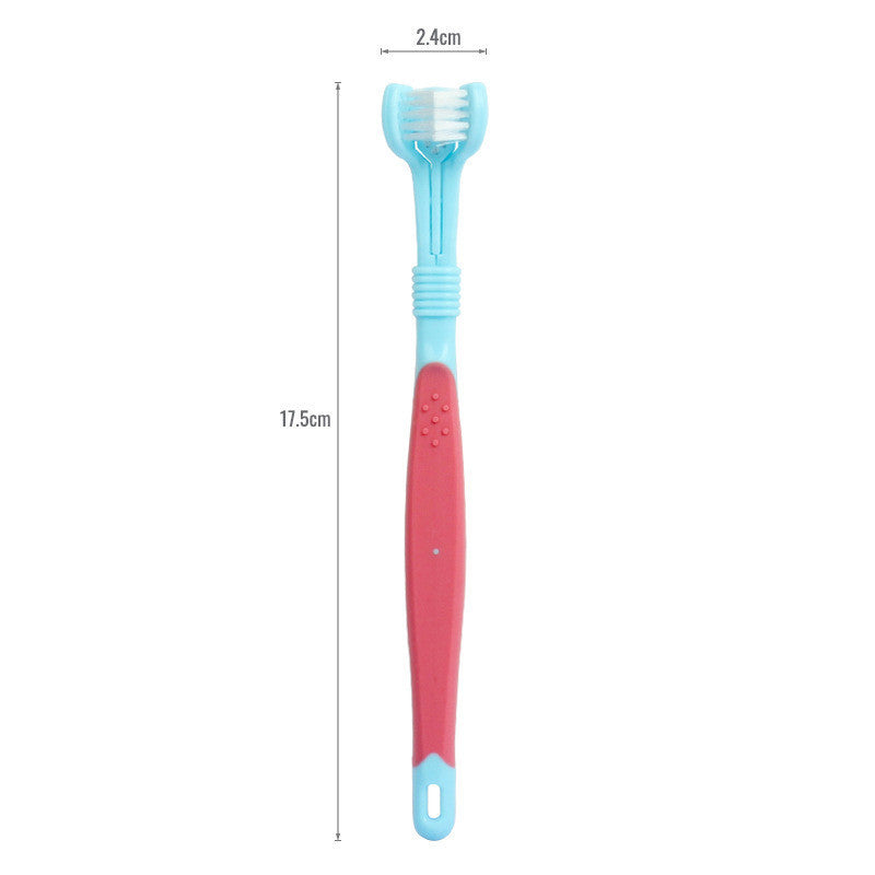 Multicolored toothbrush with measurements on a white background