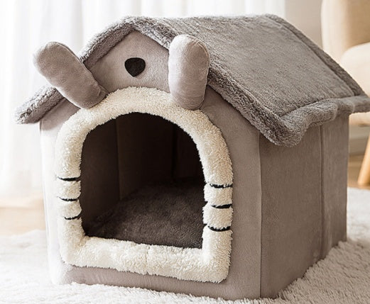 Foldable Dog House & Cat Bed - All-Season Pet Villa with Removable Cushion
