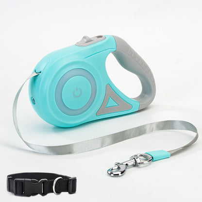 Retractable Dog Leash with Collar & Spotlight – Automatic Pet Traction Rope for Small & Medium Dogs