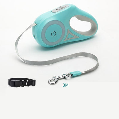 Retractable Dog Leash with Collar & Spotlight – Automatic Pet Traction Rope for Small & Medium Dogs