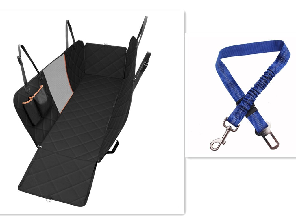 Dog Car Seat Cover with Mesh Window – Pet Carrier Hammock, Safety Protector Back Seat Mat with Zipper & Pocket for Travel