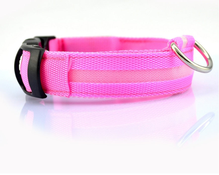 Nylon LED Pet Dog Collar – Glow in Dark Night Safety Flashing Light Up Leash | USB Rechargeable & Adjustable