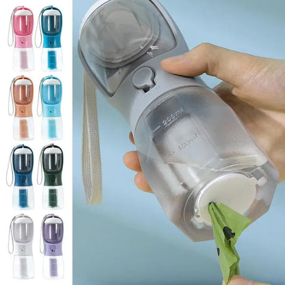 3-in-1 Dog Water Bottle with Food Container & Waste Bag Holder – Portable Multi-Functional Pet Travel Cup