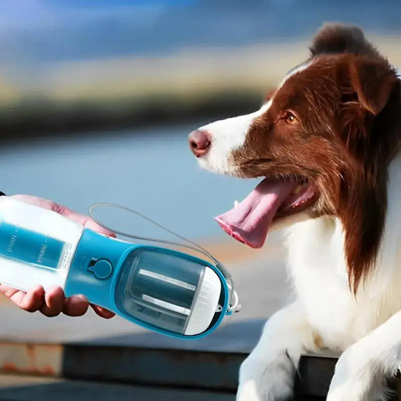 3-in-1 Dog Water Bottle with Food Container & Waste Bag Holder – Portable Multi-Functional Pet Travel Cup