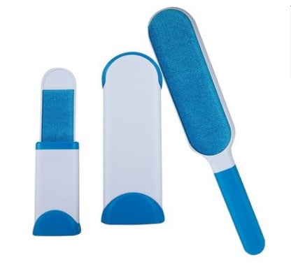 Set of three blue and white pet grooming tools