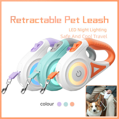 Retractable Dog Leash with Collar & Spotlight – Automatic Pet Traction Rope for Small & Medium Dogs