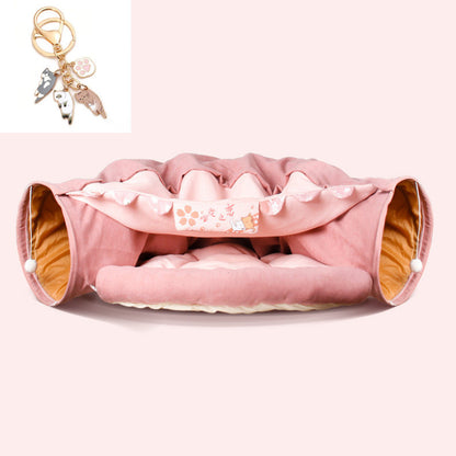 Collapsible Cat Tunnel Bed – Durable, Washable Play Tunnel with Cozy Cushion for Cats