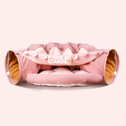 Collapsible Cat Tunnel Bed – Durable, Washable Play Tunnel with Cozy Cushion for Cats