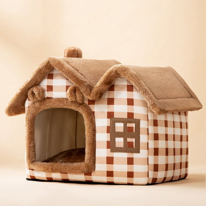 Foldable Dog House & Cat Bed - All-Season Pet Villa with Removable Cushion