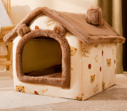 Foldable Dog House & Cat Bed - All-Season Pet Villa with Removable Cushion
