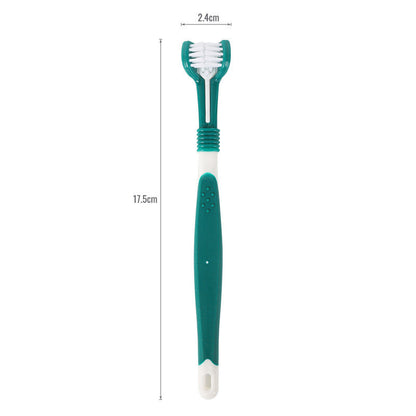 Teal and white toothbrush with measurements on a white background