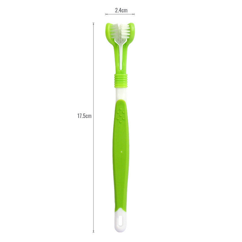 Green toothbrush with measurements on a white background