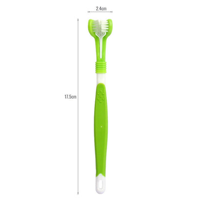 Green toothbrush with measurements on a white background