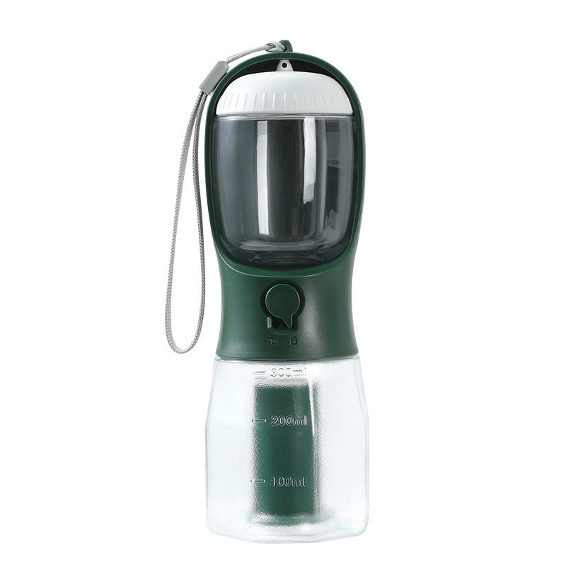 3-in-1 Dog Water Bottle with Food Container & Waste Bag Holder – Portable Multi-Functional Pet Travel Cup