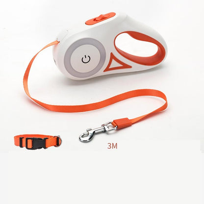 Retractable Dog Leash with Collar & Spotlight – Automatic Pet Traction Rope for Small & Medium Dogs