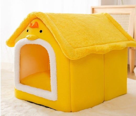Yellow pet house with duck design