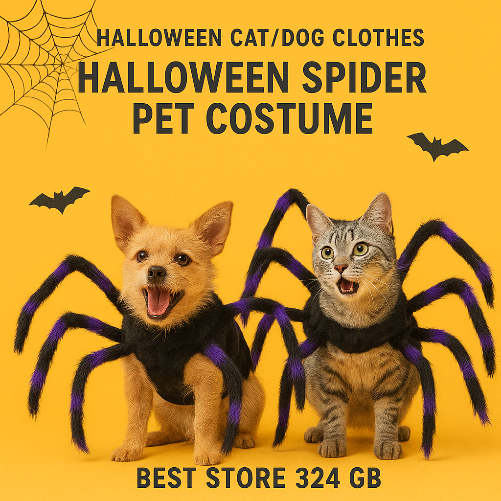 Halloween Cat/Dog Clothes | Halloween Spider Pet Costume for Cats & Dogs | Best Store 324 GB