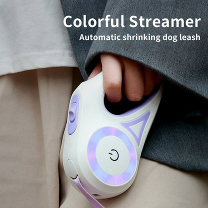 Retractable Dog Leash with Collar & Spotlight – Automatic Pet Traction Rope for Small & Medium Dogs