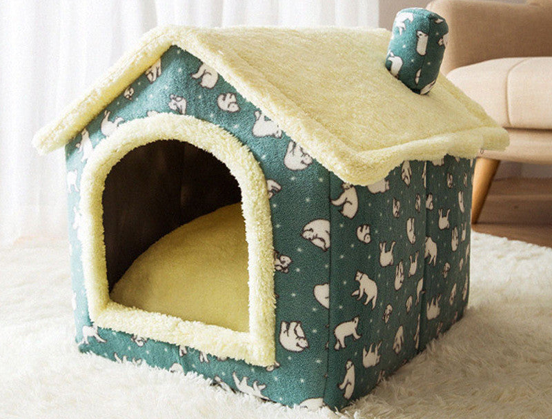 Foldable Dog House & Cat Bed - All-Season Pet Villa with Removable Cushion