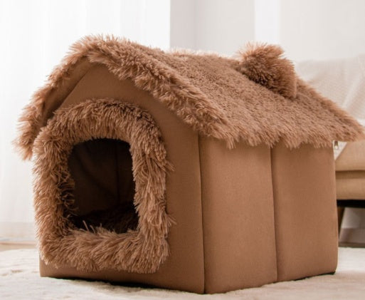 Foldable Dog House & Cat Bed - All-Season Pet Villa with Removable Cushion