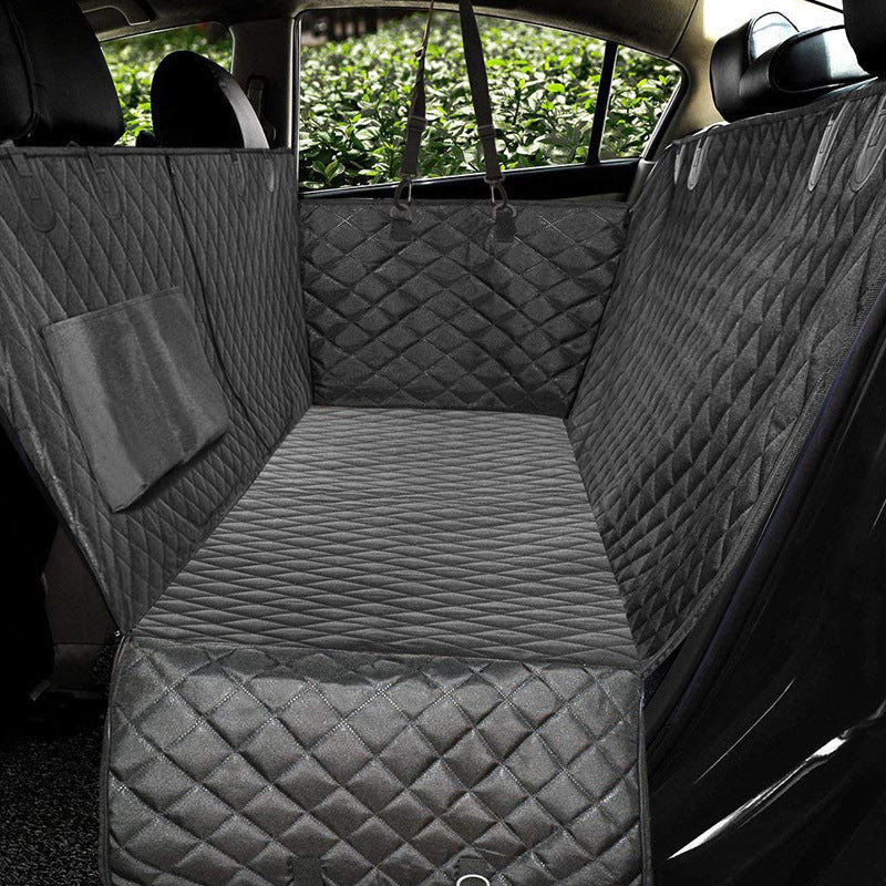Dog Car Seat Cover with Mesh Window – Pet Carrier Hammock, Safety Protector Back Seat Mat with Zipper & Pocket for Travel