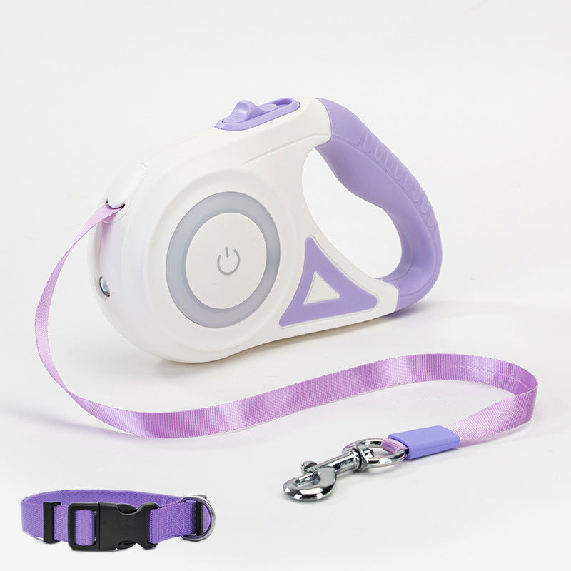Retractable Dog Leash with Collar & Spotlight – Automatic Pet Traction Rope for Small & Medium Dogs