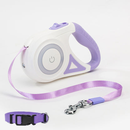 Retractable Dog Leash with Collar & Spotlight – Automatic Pet Traction Rope for Small & Medium Dogs