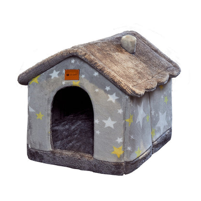 Foldable Dog House & Cat Bed - All-Season Pet Villa with Removable Cushion
