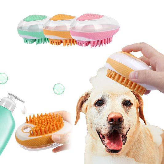 2-in-1 Dog & Cat Bath Brush | Soft Silicone Grooming & Massage Comb for Pets
